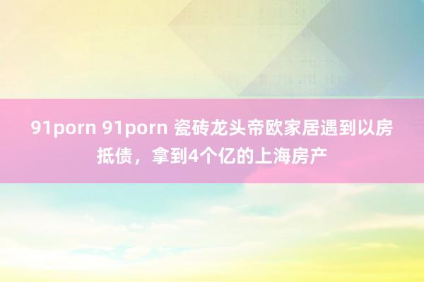 91porn 91porn 瓷砖龙头帝欧家居遇到以房抵债，拿到4个亿的上海房产