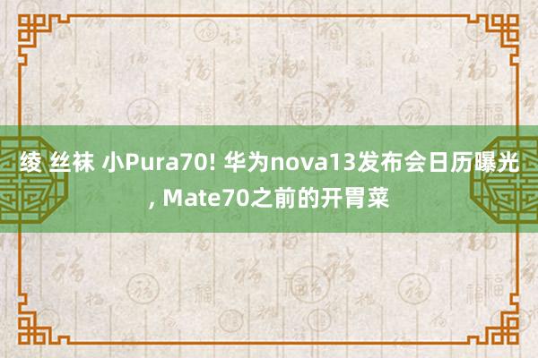 绫 丝袜 小Pura70! 华为nova13发布会日历曝光, Mate70之前的开胃菜
