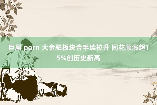 巨屌 porn 大金融板块合手续拉升 同花顺涨超15%创历史新高
