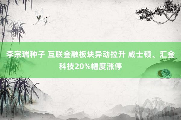李宗瑞种子 互联金融板块异动拉升 威士顿、汇金科技20%幅度涨停