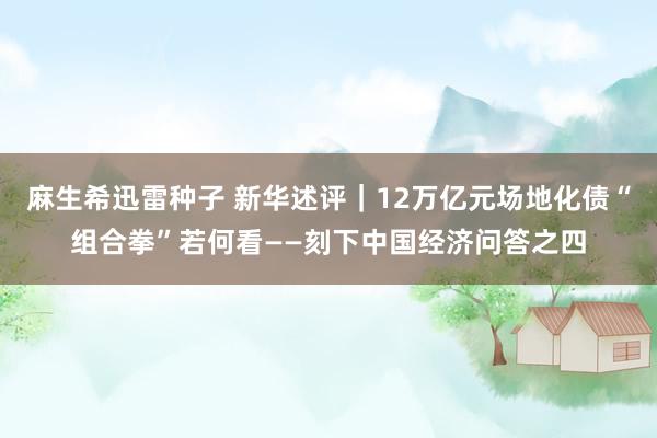 麻生希迅雷种子 新华述评｜12万亿元场地化债“组合拳”若何看——刻下中国经济问答之四