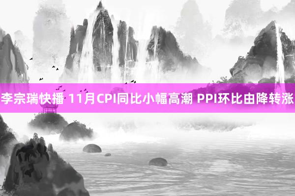 李宗瑞快播 11月CPI同比小幅高潮 PPI环比由降转涨