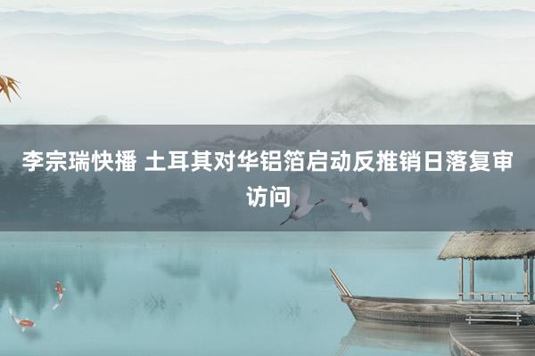 李宗瑞快播 土耳其对华铝箔启动反推销日落复审访问