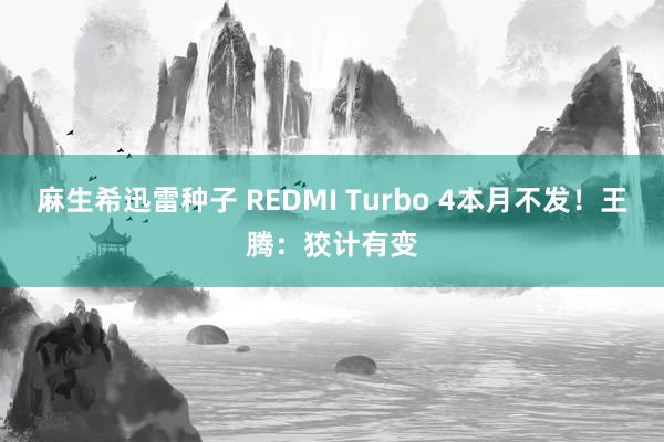 麻生希迅雷种子 REDMI Turbo 4本月不发！王腾：狡计有变