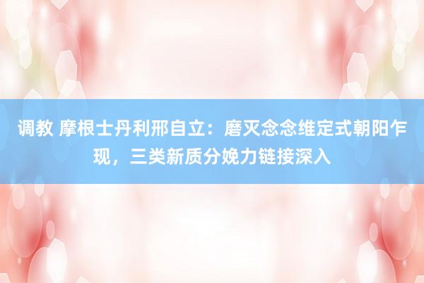 调教 摩根士丹利邢自立：磨灭念念维定式朝阳乍现，三类新质分娩力链接深入