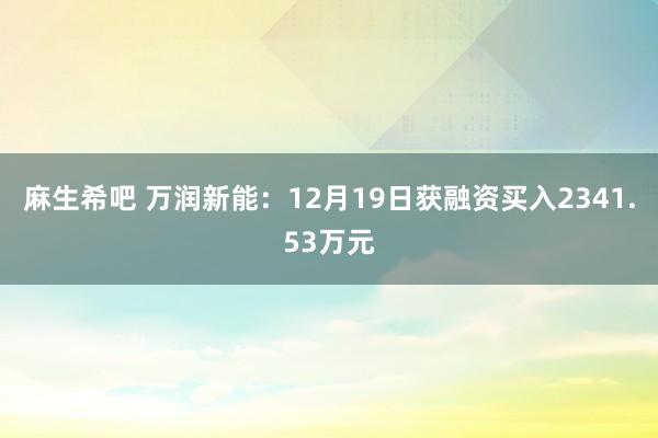 麻生希吧 万润新能：12月19日获融资买入2341.53万元