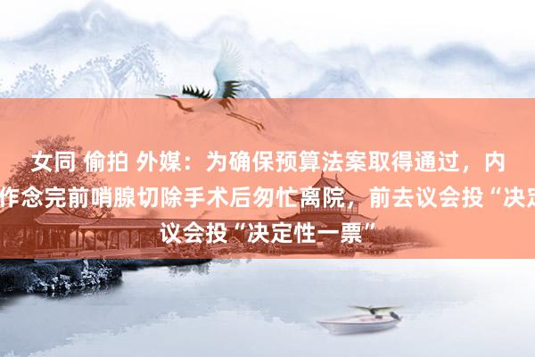 女同 偷拍 外媒：为确保预算法案取得通过，内塔尼亚胡作念完前哨腺切除手术后匆忙离院，前去议会投“决定性一票”