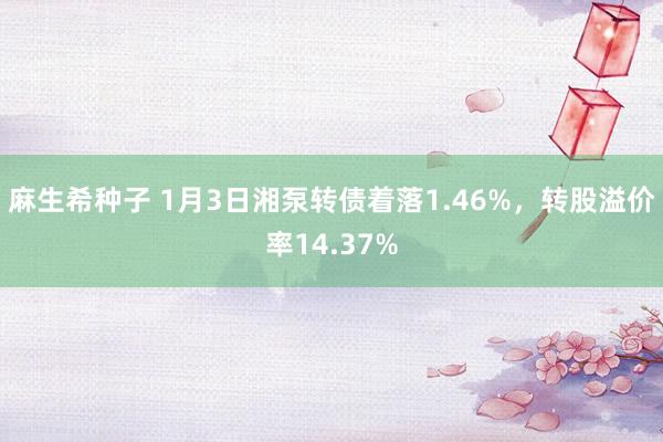 麻生希种子 1月3日湘泵转债着落1.46%，转股溢价率14.37%