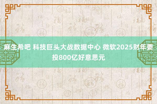 麻生希吧 科技巨头大战数据中心 微软2025财年要投800亿好意思元