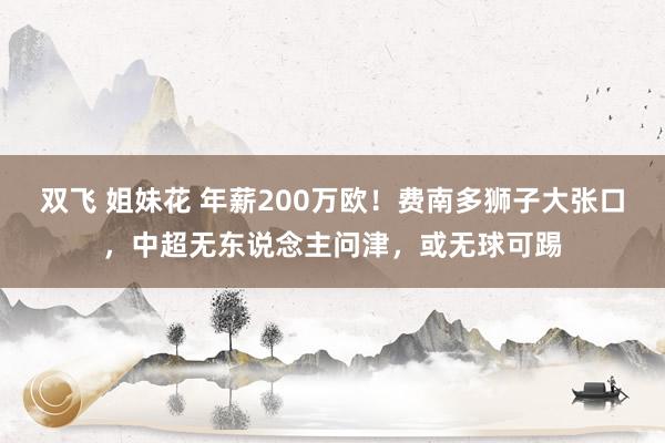 双飞 姐妹花 年薪200万欧！费南多狮子大张口，中超无东说念主问津，或无球可踢