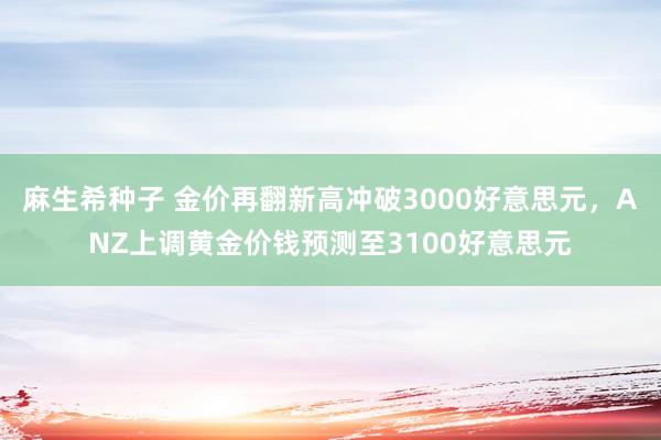 麻生希种子 金价再翻新高冲破3000好意思元，ANZ上调黄金价钱预测至3100好意思元