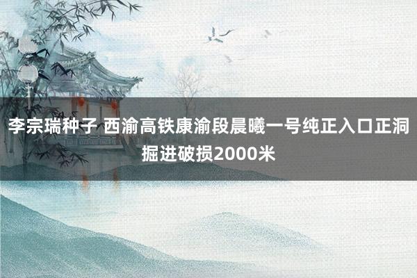 李宗瑞种子 西渝高铁康渝段晨曦一号纯正入口正洞掘进破损2000米