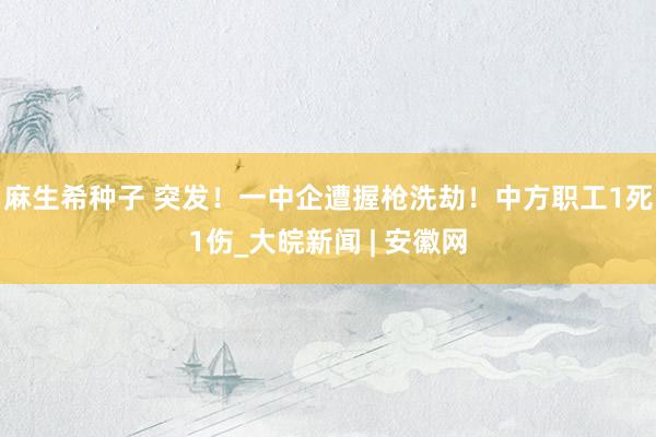 麻生希种子 突发！一中企遭握枪洗劫！中方职工1死1伤_大皖新闻 | 安徽网