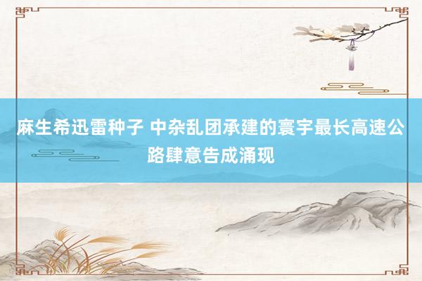 麻生希迅雷种子 中杂乱团承建的寰宇最长高速公路肆意告成涌现