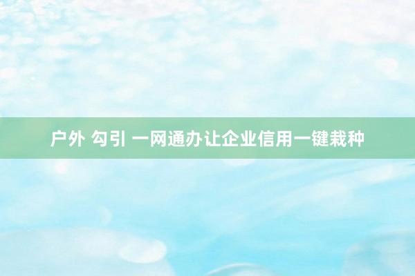 户外 勾引 一网通办让企业信用一键栽种