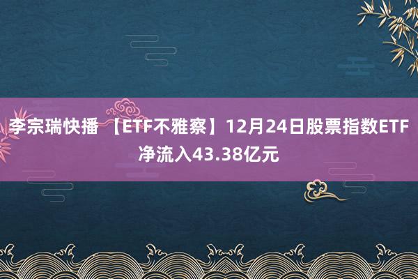 李宗瑞快播 【ETF不雅察】12月24日股票指数ETF净流入43.38亿元