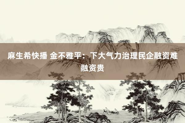 麻生希快播 金不雅平：下大气力治理民企融资难融资贵