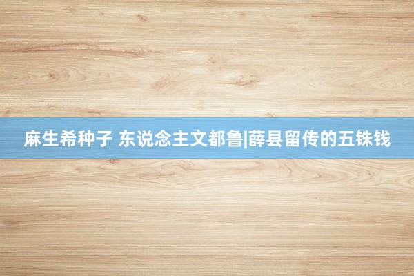 麻生希种子 东说念主文都鲁|薛县留传的五铢钱