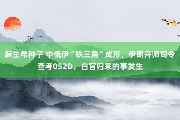 麻生希种子 中俄伊“铁三角”成形，伊朗舟师司令查考052D，白宫归来的事发生