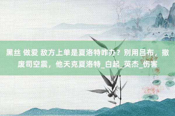 黑丝 做爱 敌方上单是夏洛特咋办？别用吕布，撤废司空震，他天克夏洛特_白起_英杰_伤害