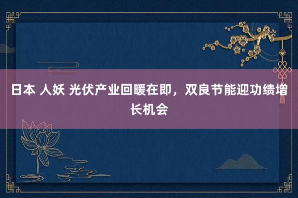 日本 人妖 光伏产业回暖在即，双良节能迎功绩增长机会