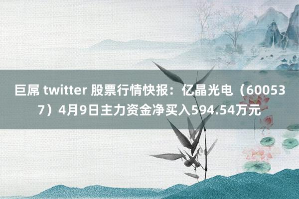 巨屌 twitter 股票行情快报：亿晶光电（600537）4月9日主力资金净买入594.54万元