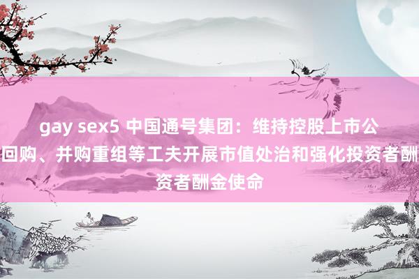 gay sex5 中国通号集团：维持控股上市公司通过回购、并购重组等工夫开展市值处治和强化投资者酬金使命