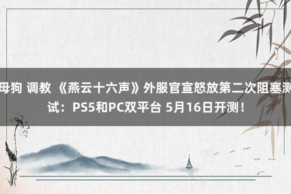母狗 调教 《燕云十六声》外服官宣怒放第二次阻塞测试：PS5和PC双平台 5月16日开测！