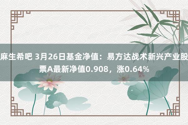 麻生希吧 3月26日基金净值：易方达战术新兴产业股票A最新净值0.908，涨0.64%