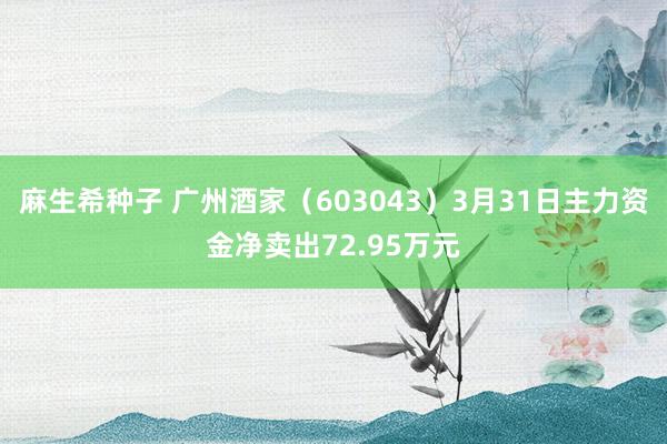 麻生希种子 广州酒家（603043）3月31日主力资金净卖出72.95万元