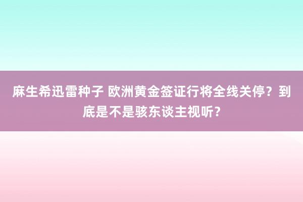 麻生希迅雷种子 欧洲黄金签证行将全线关停？到底是不是骇东谈主视听？