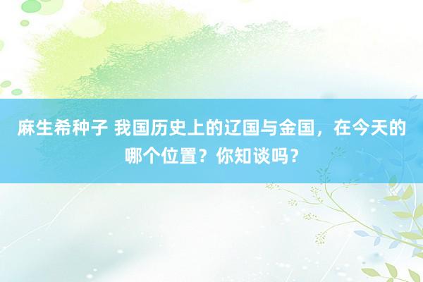 麻生希种子 我国历史上的辽国与金国，在今天的哪个位置？你知谈吗？