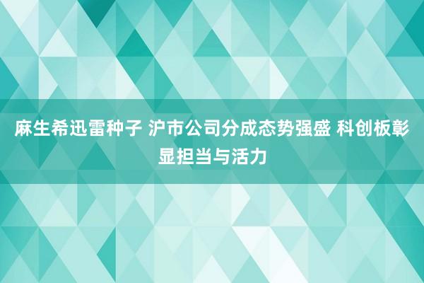 麻生希迅雷种子 沪市公司分成态势强盛 科创板彰显担当与活力