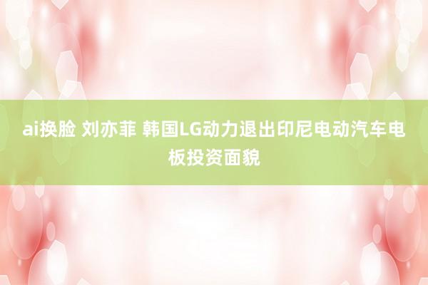 ai换脸 刘亦菲 韩国LG动力退出印尼电动汽车电板投资面貌