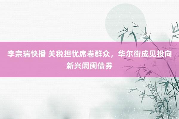 李宗瑞快播 关税担忧席卷群众，华尔街成见投向新兴阛阓债券