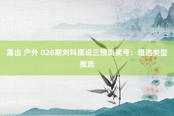 露出 户外 028期刘科摆设三预测奖号：组选类型推选